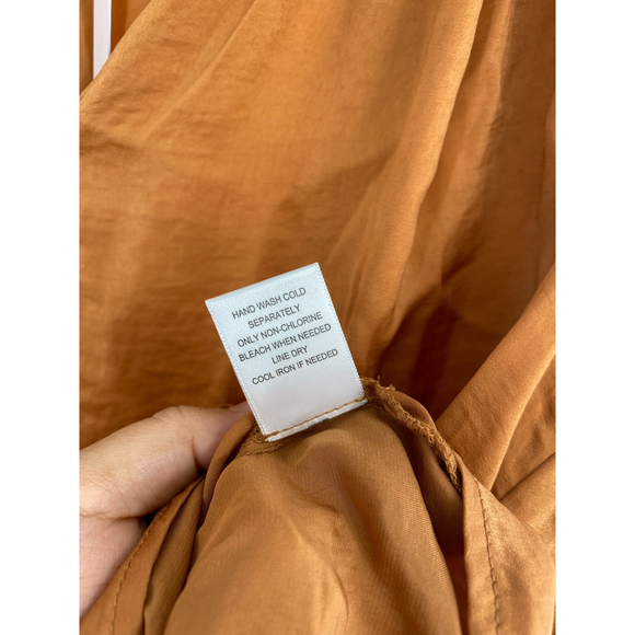Maisie NWT Short Sleeve Split V Neck Drawstring Waist Tie Blouse Bronze Med New - Picture 6 of 7